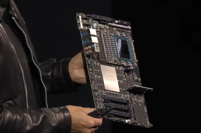 Motherboard of the DGX Station featuring Blackwell Ultra chips. Photo: Nvidia