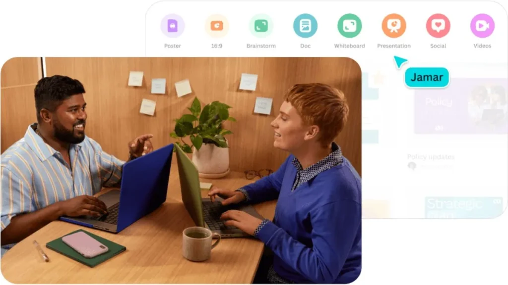 Pay for Canva Pro to use the team feature