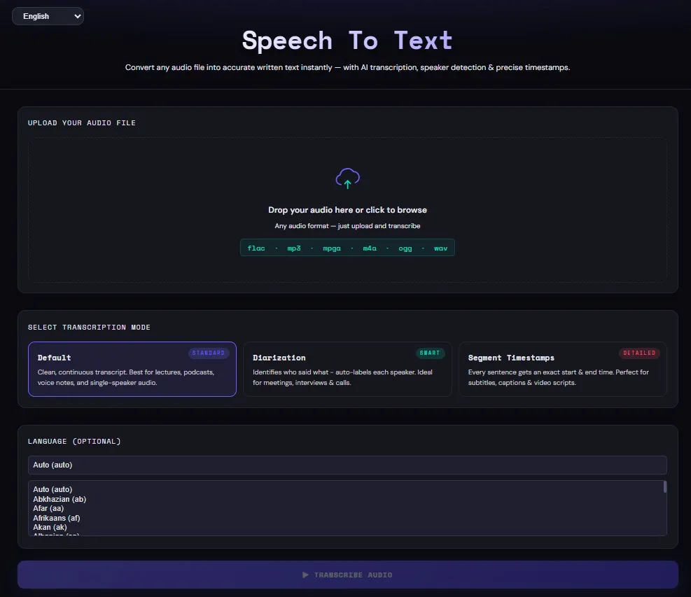 MiniToolAI - Speech to text with speaker regconition