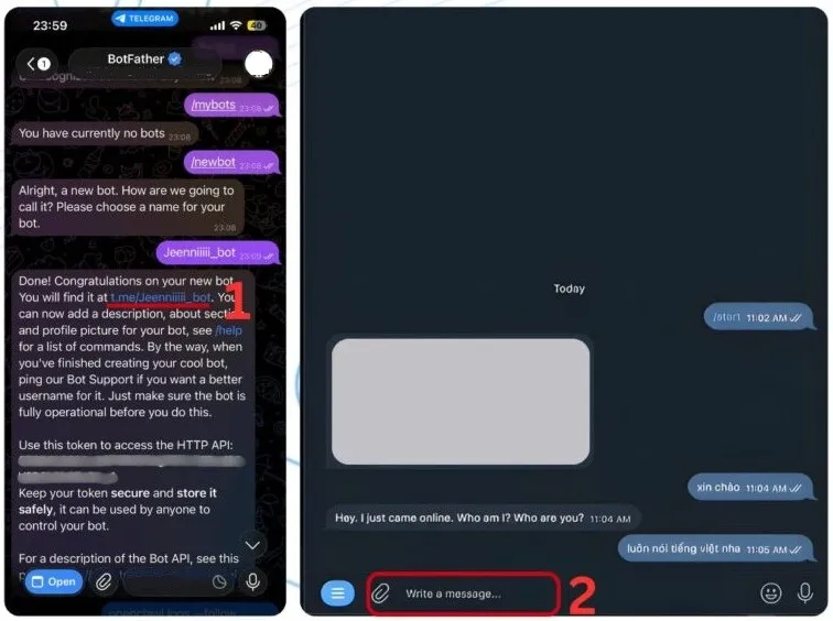 Open the bot on Telegram and start entering commands